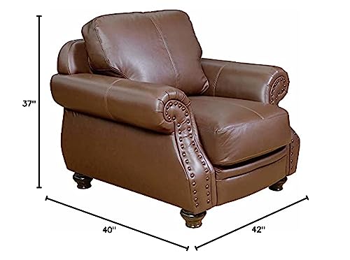 Sillón de cuero marrón robusto y cómodo miniatura 3
