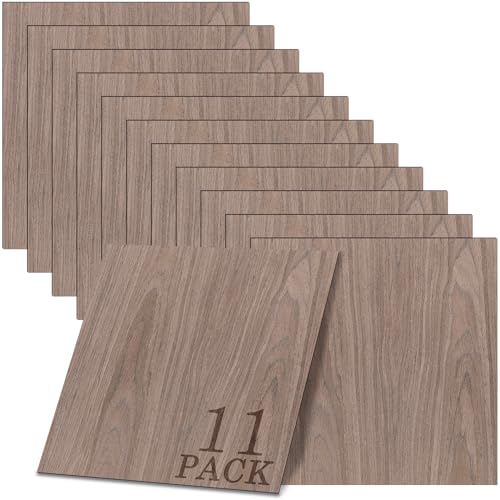 Image of GSCIT Club 11 PCS Walnut Wood Veneer, 12 inch x 12 inch Wood Edge Banding Pre-glued Flexible, Veneer Tape Banding for Cabinet Repair Furniture Restoration