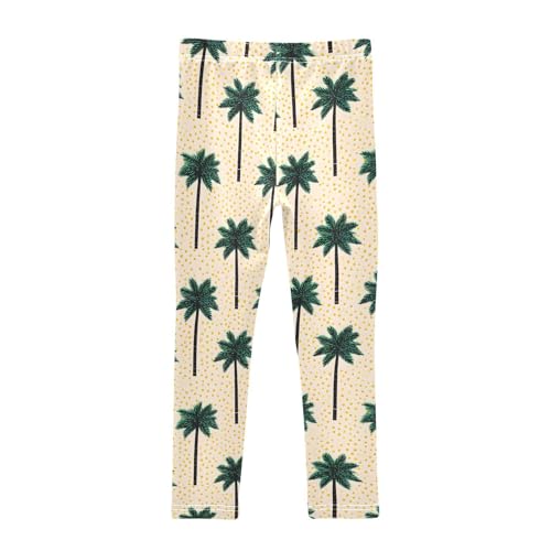 Palm Tree Dot Print Girls Leggings Soft Stretch Workout Yoga Dance Pants for Kids Casual Tights2