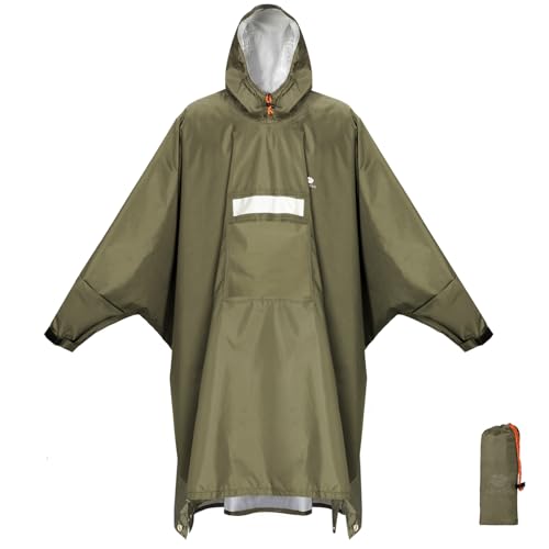 Anyoo - Poncho ligero, impermeable, reutilizable y transpirable con capucha, ideal para exteriores, talla única, Talla única