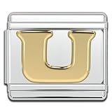 Fablinks Italian Charm Letter, 9mm Gold Alphabet Initial U Charms Link Jewelry for Women, Stainless Steel Gold Letters Initials Links for Men