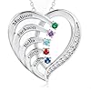 Easycosy Custom Name Necklace with Simulated Birthstones Customized Promise Necklace Heart Pendant with Engraved 2-5 Names - Anniversary Birthday Christmas Jewelry Gifts for Women Wife Mom Grandma
