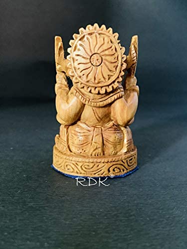 Image of RDK Handpainted Green Aventurine Ganesh Idol, Natural Healing Stone Ganpati Murti, Compact Size for Home Temple, Office Desk & Car Dashboard, Spiritual Vaastu Decor & Festive Gift