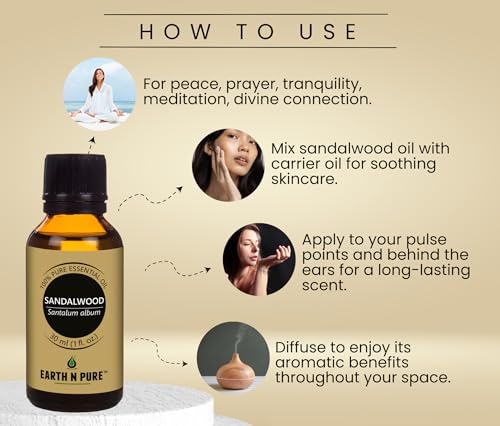 Image of Earth N Pure Lavender Oil, Sandalwood Oil, Jasmine Oil, Rose Oil and Ylang Ylang Oil Pack of 5 - 15 ml each