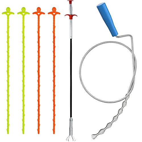 iRenXiao 6 Pcs Outils de Débouchage, Kit Deboucheur Canalisation Nettoyage des Canalisations Déboucheur d'Évier Attrape Cheveux Douche pour Cuisine Salle de bain