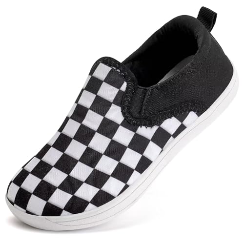 WateLves Toddler Little Kid Wide Barefoot Shoes Boys Girls Minimalist Slip On Sneakers Canvas Walking Shoes Fit Naturally Zero Drop Sole