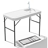 Ortus Collective Fish Cleaning Table with Sink – Heavy-Duty HDPE, Waterproof & UV-Resistant, Portable Outdoor Sink with Hose Hook Up for Camping, Picnic, Backyard Without Grid Rack New
