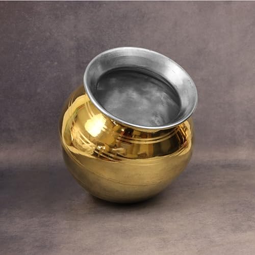 Image of Putrika Traditional Handcrafted Brass Utensil Pongal Pot| Pongal Paanai | Cookware|Urli|Heavy Weight|Sankranthi Festival| Inner TIN Coating[Weight: 795gm] (7 inch)