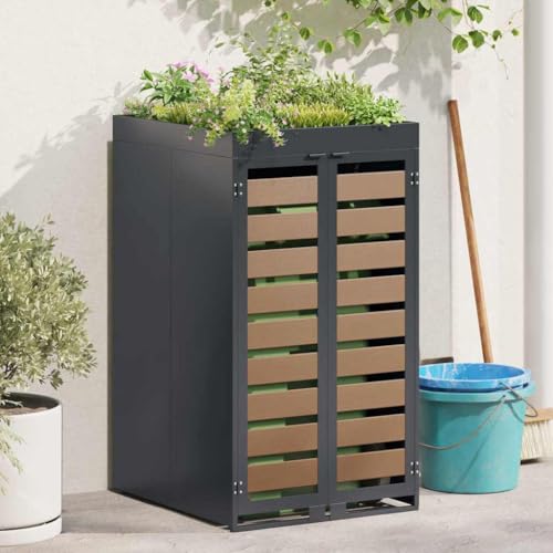 Générique Stockage de Poubelle à roulettes avec Toit de Jardinière pour Poubelle de 240L,Produits ménagers,Accessoires pour conteneurs à déchets,Cache-conteneurs à déchets,Anthracite,28.7 KG,42018683