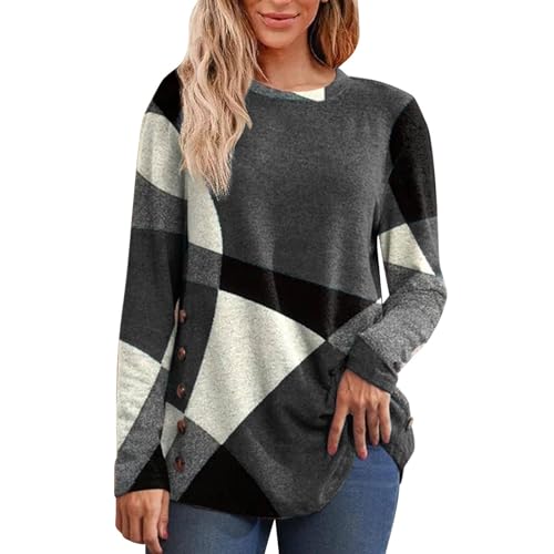 riou Ofertas Flash del Dia Premium Hoy Camiseta Manga Larga Mujer con Cuello en V Blusa Mujer para Otoño Moda Color Solido Tops Mujer en Distintos Colores Cómodos Tallas Grandes Ropa Mujer S-5XL