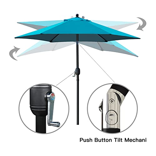 Sunnyglade 7.5' Patio Umbrella Outdoor Table Market Umbrella with Push Button Tilt/Crank, 6 Ribs (Teal Blue) by Sunnyglade - Used condition - Image 2