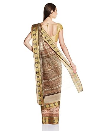 Buy Urban Vastra Saree with Blouse Piece (94213A_Beige) at Amazon.in