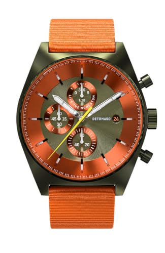 DeTomaso D10 Chrono Olive ORANGE Olive Orange Herren-Armbanduhr Analog Quarz Armband Orange