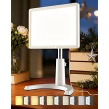 Light Therapy Lamp, 12000 Lux Full Spectrum 3 in 1 Therapy Lamps LED Sunlight, Adjustable 10 Brightness 5 Color Modes, Timer, Height, Angle& Detachable Stand, White