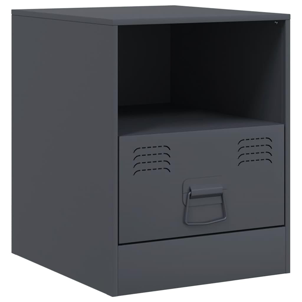 Table de chevet anthracite en acier industriel et table d'appoint de chambre moderne