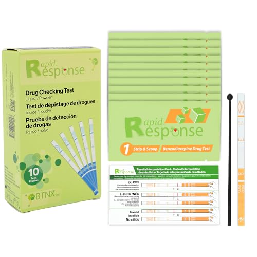 Rapid Response Benzodiazepine Test Strip Drug Checking Test for Liquid and Powder Substances Quick Results in Minutes Easy to Use High Sensitivity - 10 Tests