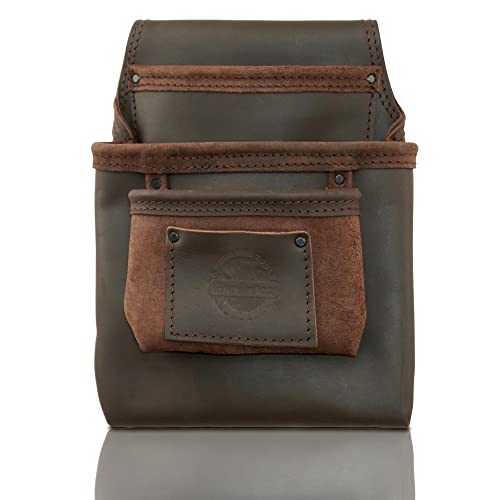 Graintex Os2317 3 Pocket Nail & Tool Pouch Top Grain Oil Tanned Leather For Framers, Constructors, Electricians, Plumbers, Handyman #TOP16