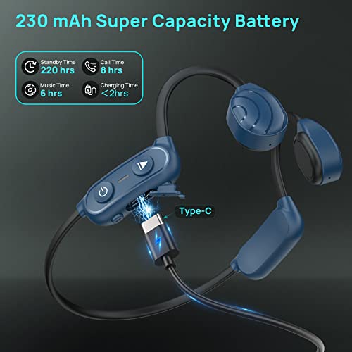 Bone Conduction Headphones Bluetooth, Wireless Sport Open Ear Headphones,Sweatproof Head Set Earbuds With Mic, Stereo Inductivv Bone Conduction Earphones For Running Cycling Driving Travel-Blue #TOP5