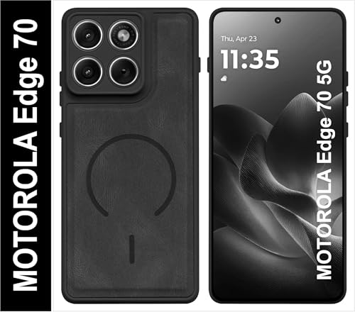 Image of SBMS Back Cover for Motorola Edge 70 5G | Ultra Slim Soft Rubberised Hard Case | Oil Feel Soft Leather Back | Mag-Safe Design (Mag-Safe Not Support) | Camera Protection Case for Moto Edge 70 (Black)