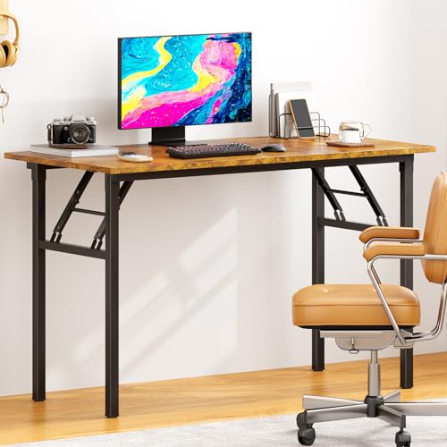 Image of DlandHome 39.4 Inch Small Folding Computer Desk for Home Office, Retro