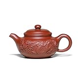 SILINE Zisha Teapot 8 Oz Yixing Clay Tea Pot with Filter,Handmade Dragon Relief Fanggu,Chinese Kung...