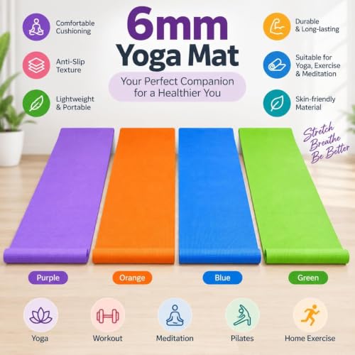Image of Yoga mat for Women & Men EVA Material 6mm Anti-Slip Mat for Workout|Exercise Mat For Home Gym | Yoga Mat-For Gym-Workout and Yoga Exercise (1, Blue)