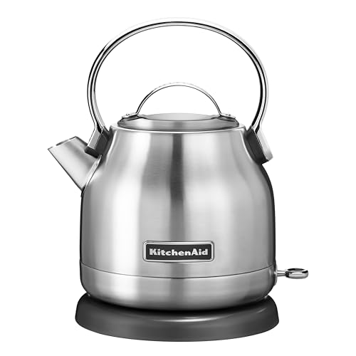 KitchenAid Bouilloire Électrique 1.25L, Ébullition Rapide, Arrêt Auto & Voyant LED, Bec Verseur Anti-Gouttes, Filtre Anticalcaire Amovible, 1500W, Acier...