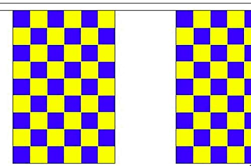 Royal Blue and Yellow Check Bunting - Sporting - 9 Metre Bunting - Polyester - 30 Flags Per 9M Length - FlagSuperstore