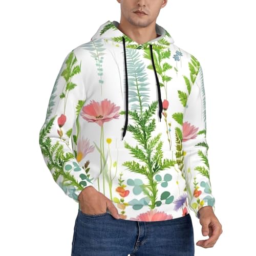 Sweat à capuche pour homme noir 3XL imprimé herbes aromatiques