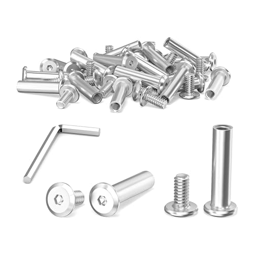 40 pezzi viti di collegamento M4 x 20 mm, viti a manicotto, in acciaio inox A2 V2A, viti per mobili, connettori per armadi con chiave esagonale per armadi, tavola di legno