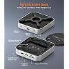 NOVOO Mac mini M4 Dock, Aluminum Mac mini Docking Station for Apple Mac mini M4 / Mac mini M4 Pro, M.2 NVMe 2280 SSD Enclosure, 10Gbps USB-C & USB-A, SD/TF, Audio, One-Press Power, Mac mini Hub