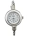 Womens Silver Classic Twisted Band Bracelet Round Wrist Watch White