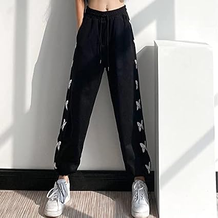 XIANRENGE Pantaloni della Tuta Stile Coreano Pantaloni da Jogging  Primaverili da Donna Pantaloni da Tuta Casual a Vita Alta Neri Pantaloni  Larghi da Streetwear : Amazon.it: Abbigliamento
