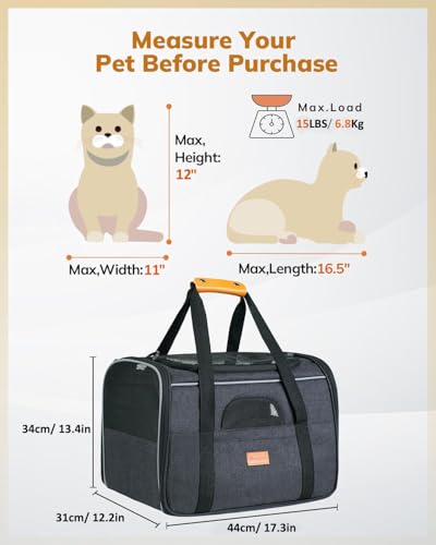 Morpilot Cat Carrier Airline Approved Pet Carrier Portable Dog Hand Bag Breathable Small Travel Cage with Adjustable Shoulder Strap and Collapsible Bowl - Image 6