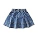 YILIANZHIJIA 3-14Y Girls' Elastic Denim Skort | Mini Flared Pleated | Built-in Shorts for Easy On/Off blue-10Y