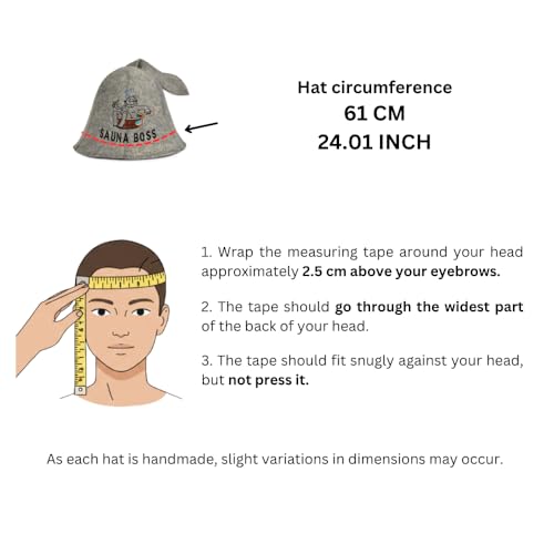 SAUNA GURU Sauna Boss Grey Sauna Hat, 100% Organic Wool Felt Hats for Russian Banya - Protect Your Head from Heat - English Sauna eBook Guide Included - with Embroidery by SAUNA GURU - Used condition - Image 6
