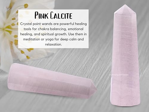 Image of Amazing Gemstone Pink Calcite Crystal Towers - Natural Healing Crystal Point Obelisk for Reiki Healing and Crystal Grid (2 inch to 3 inch INCH)
