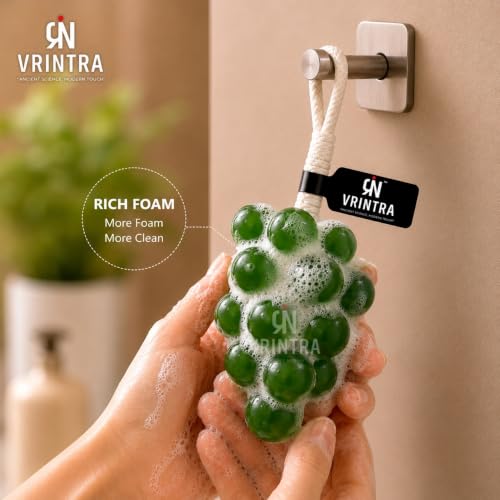 Image of Neem Mix Herbal Grape Shaped Soap with Hanging Rope | Decorative Bath & Handwash Bar with Natural Ingredients, Dual Use Cleansing | Unique Bathroom Accessory, Easy Hang Design - 200 Gm