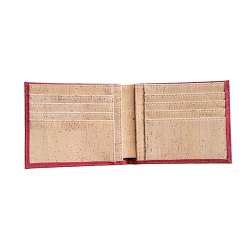 Cork wallet for men RFID Eco friendly gift (Beige/Red)2