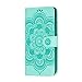 Produktbild GOGME Hülle für Google Pixel 4a 5G, Ziemlich Retro Geprägt Mandala Muster Design PU Leder Brieftasche Flip Handyhülle, Google Pixel 4a 5G Stoßfest Schutzhülle, Grün