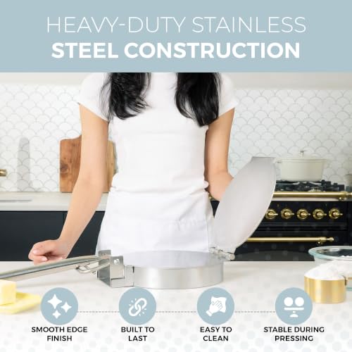 Alpha Living Large Stainless Steel Tortilla Press - Heavy Duty Round Tortilla Maker with Reinforced Handle Base - Manual Dough Press for Flour Tortillas, Naan, Empanadas, Flatbread, Pizza Dough by ALPHA LIVING - Image 3