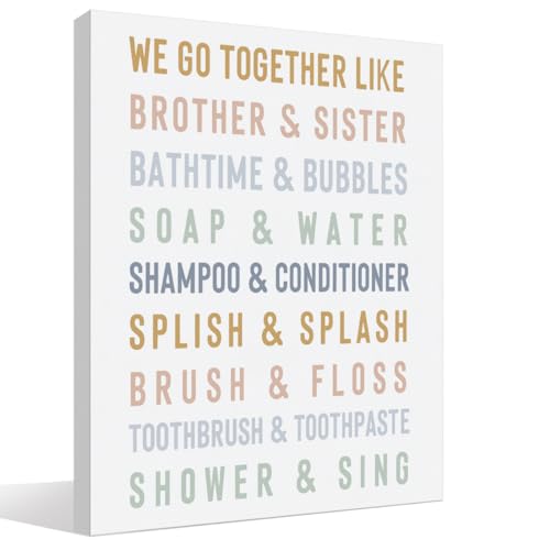 BIWSHA Boho Kids Bathroom Wall Art Decor, Girls Boys Toddler