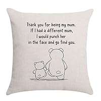 Aocaso Mum Cushion Cover Throw Pillow - Mummy & Mom Gifts from Daughter & Son (Thank You for Being My Mum)