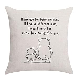 Mum Cushion Cover Throw Pillow – Mummy & Mom Gifts from Daughter & Son (Thank You for Being My Mum)