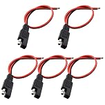 GTIWUNG 5Pcs 16AWG SAE Power Automotive Extension Cable 2 Pin Quick Disconnect Wire Harness SAE DC Connector Cord SAE Single Plug 12V 1Ft/30cm for Motorcycle, Car, Tractor