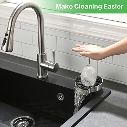 VFAUOSIT Glass Rinser for Kitchen Sink Stainless Steel Bottle Washer, Brushed Nickel Sink Cup Rinser, High Pressure Cup Washer for Sink, Kitchen Sink Accessories for Home Kitchen Bar