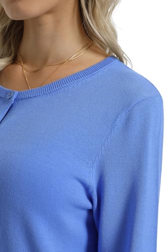 Image of QUALFORT Women's 100% Cotton Lightweight Cardigans Long Sleeve Knitted Button Down Sweater