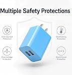 USB Chargeur mural, 5-Pack 2.1A Double USB Adaptateur de prise de courant Port Cube Chargeur de téléphone Bloc de charge Box Brick pour iPhone 17/16/15 14 13 12/11 Pro Max, Samsung, Pixel, LG, Android