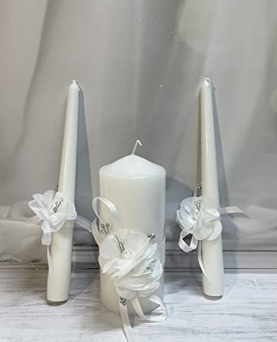 Magik Life Unity Kerzen-Set für Hochzeit - Hochzeitszubehör für Empfang und Zeremonie - Kerzen-Sets - 15,2 cm Stumpenkerze und 2 25,4 cm Kegel - Dekorative Säulen Gold Cover