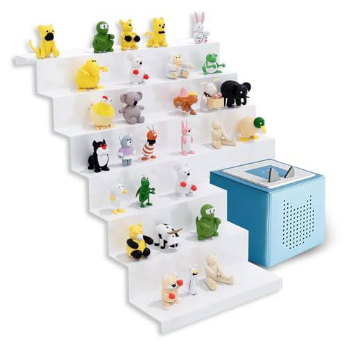 Shelf for Tonie Applied to IKEA KALLAX–Magnetic Storage Organizer Holds 50+ Figures & Box from Toniebox| White Kids'Shelf with Secure Magnetic Hold & Side Cut-Out | Perfect for Kids (Right Cut -Off)